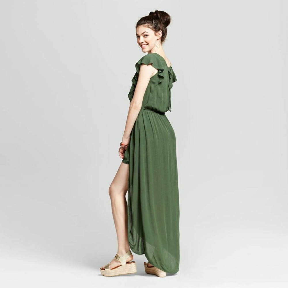 Hunter Green Hi Low Dress